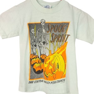 1988 Spook Sprint Halloween T Shirt Vintage 80s Central Valley PTSA Council Made In USA Size Youth Medium
