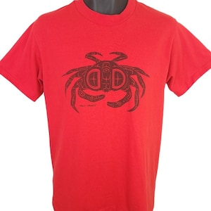 Crab Northwest Coast Art T Shirt Vintage 90s James Jordan Made In USA Mens Size Medium