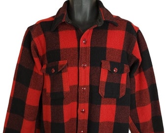 Woolrich Wool Buffalo Plaid Shacket Vintage 70s 80s Shirt Jacket Made In USA Mens Size Large