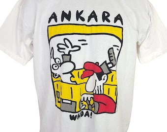 Ankara Türkei T-Shirt Vintage 90er Taxi Comic Comic Whoa Herren Größe Medium
