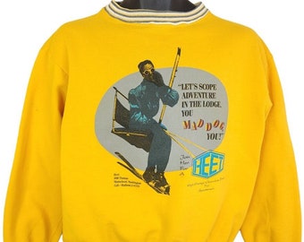 Ski Lift Sweatshirt Vintage 80s Downhill Skiing HEET Chocolate Drink Mens Size Medium