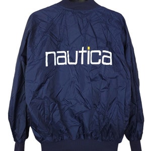 Nautica Satin Bomber Jacket Vintage 90s Streetwear Spell Out Mens Size Large
