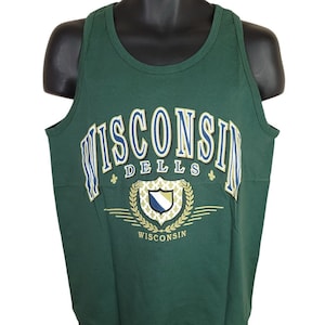 Wisconsin Dells Tank Top Vintage 90s Travel Destination Made In USA Mens Size Medium