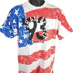 We Shall Be Free Concert T Shirt Vintage 90s 1993 American Flag All Over Print Made In USA Mens Size Large