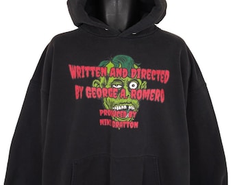 Vintage George Romero Zombie Sweatshirt Hoodie Herren Größe 2XL Schwarz Bunnikcula 13