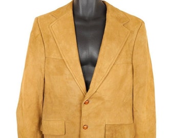 Vintage Brooks Brothers Suede Blazer Mens Taille 38R Tan 70s Cuir Made In USA