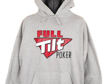 Vintage Full Tilt Poker Sweatshirt Hoodie Herren Größe XL Grau Y2K Irish Online Poker