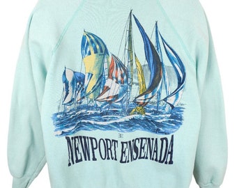 Vintage Newport Ensenada Yacht Race Sweatshirt Mens Size Large Blue Made In USA