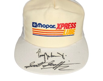 Vintage Dodge Mopar Racing Hat Hombres Un Tamaño Scott Geoffrion Tommy Johnson Jr Firmado NHRA Hecho en EE.UU.