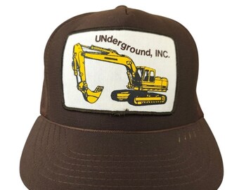 Underground Inc Trucker Hat Mens One Size Vintage 80s Back Hoe Snapback Rope Cap