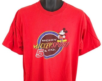Vintage Mickey Mouse Racing T Shirt Mens Size XL Red 90s Walt Disney