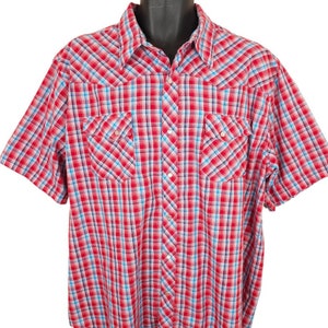 Vintage Wrangler Wrancher Westernhemd Herrengröße 2XL Red Y2K Pearl Snap Buttons