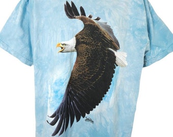 Bald Eagle T Shirt Mens Size 2XL Vintage Y2K The Mountain Tie Dye Nature Tee