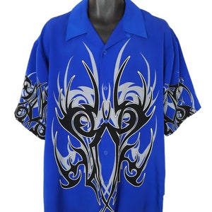 Libellule Tribal Shirt Homme Taille XL vintage Y2K All Over Print Streetwear Camp