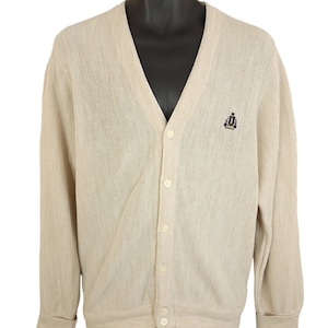 Izod Cardigan Sweater Vintage 80s 90s Grandpa Sweater Made In USA Mens Size Medium