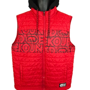 Ecko Unltd Puffer Hoodie Vest Vintage Y2K Mark Ecko Unlimited Streetwear Mens Size XL