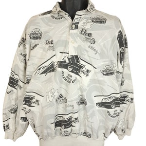 1950s American Car Polo Shirt Vintage 90s The Real Thing All Over Print Made In USA Mens Size Medium