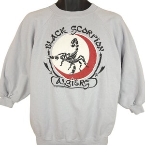 Black Scorpion Algiers Surfer Sweatshirt Vintage 80s Short Sleeves Made In USA Mens Size Large