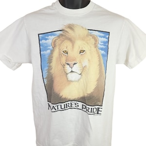Lion T Shirt Vintage 90s Natures Pride King Of The Jungle Made In USA Mens Size Medium