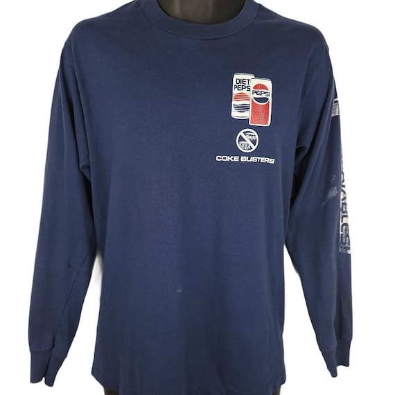 PEPSI RETRO LOGO LICENSED TEE ON A RINGER T-SHIRT-MEDIUM - GTIN/EAN/UPC