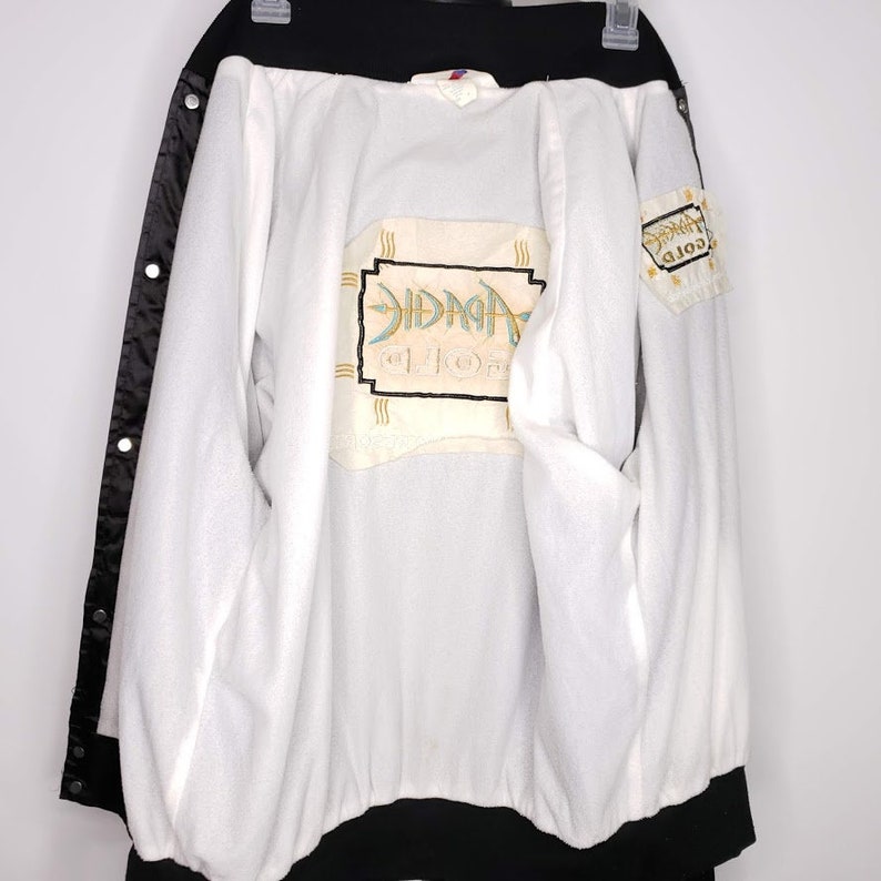 Apache Gold Hotel Casino Satin Bomber Jacket Vintage 80s Native American Made In USA Mens Size Large