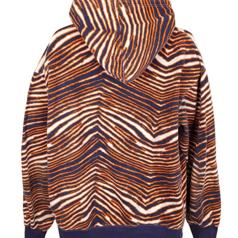 Vintage Zubaz Sweatshirt Hoodie Mens Size 2XL 90s Orange Blue Zebra Stripes image 3