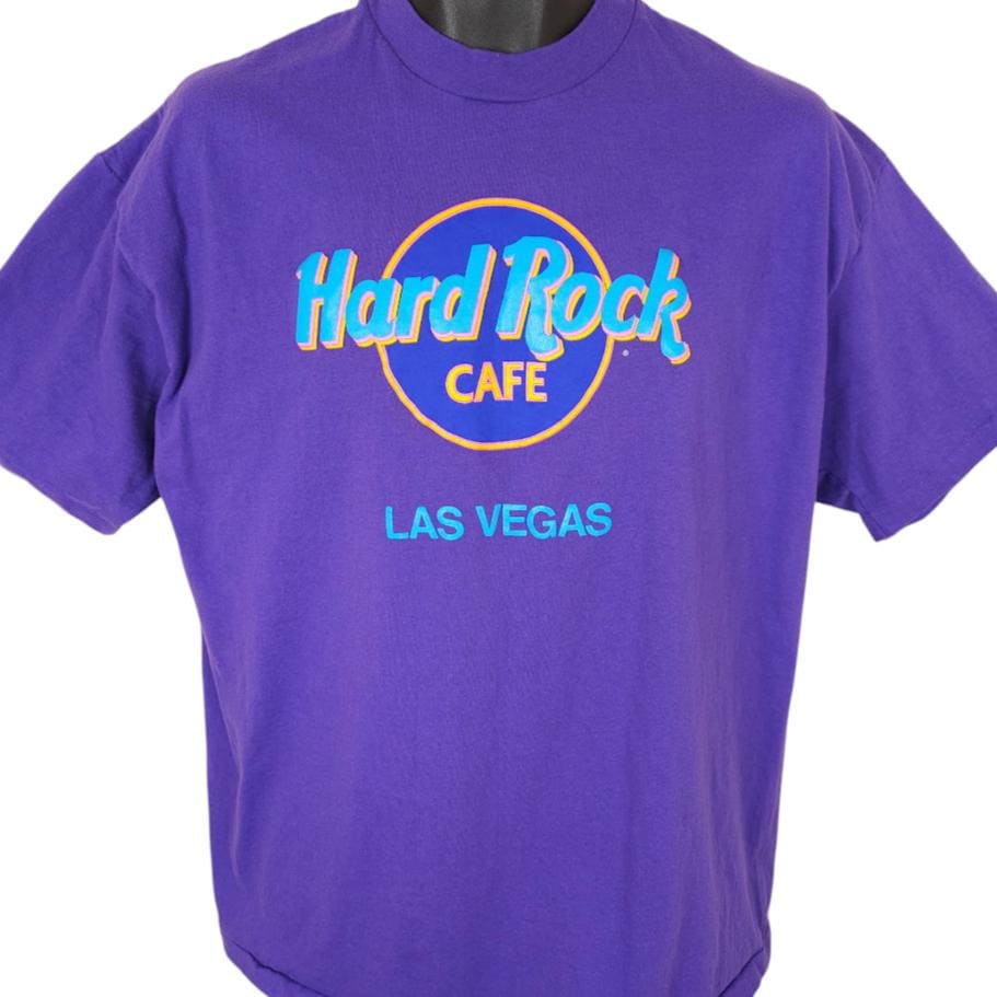 Vintage Hard Rock Cafe T Shirt Mens Size XL Purple 90s Las Vegas