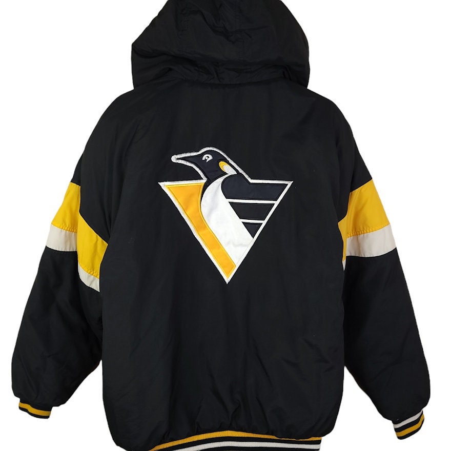 Vintage Pittsburgh Penguins Varsity Bomber Jacket Starter Size Large L NHL Hockey Sidney Crosby Pennsylvania 1990s 90s