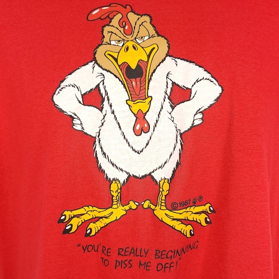 Rooster Chicken T Shirt Vintage 80s Funny Crude H… - image 2