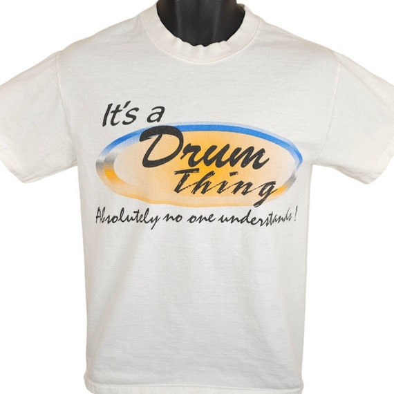 Vintage Drummer T Shirt Mens Size Small White Its… - image 1
