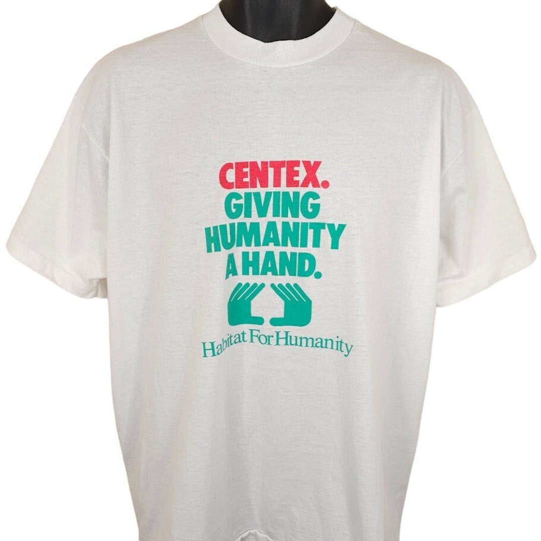 T-Shirt Vintage No Fear 'Habitat For Humanity' - Taille L - Vert - Années 90 Grunge - Made In USA - Occasion TB État