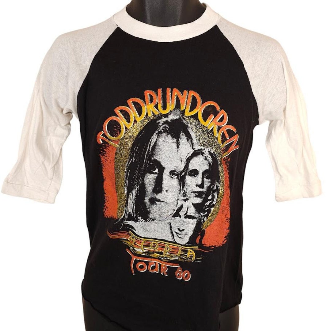Vintage Todd Rundgren T Shirt Mens Size Small Black White 1980 Utopia ...