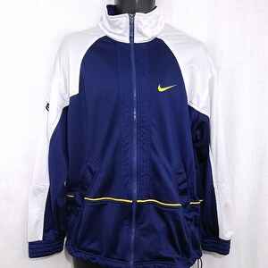 Nike Jacka Vintage 90-tals Jumbo Swoosh Spell Out Vit Tagg Blå Herr Storlek Small bild 2