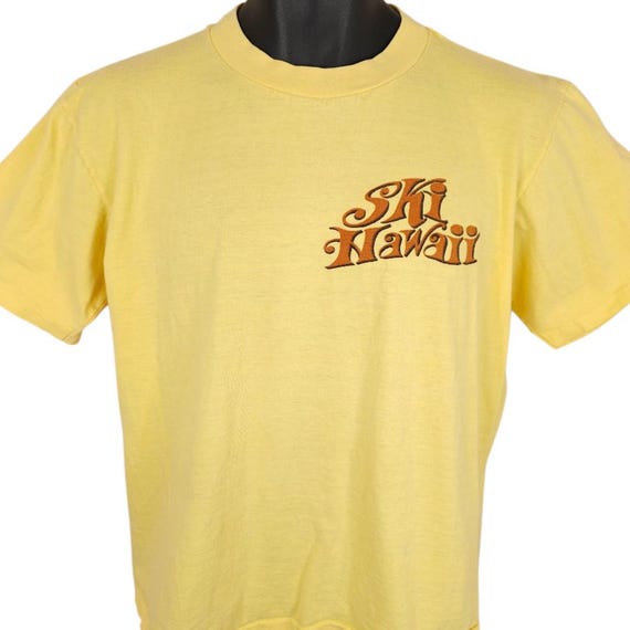 Vintage Ski Hawaii T Shirt Mens Size Large Yellow 70s Crazy Shirts