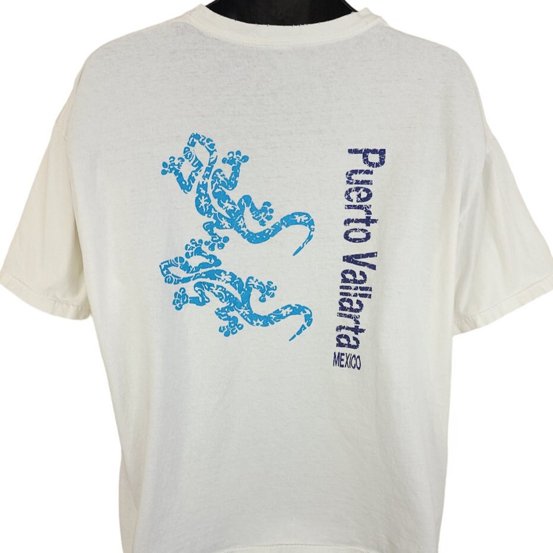 Puerto Vallarta T Shirt Vintage Y2K Mexico Gecko Lizard Animal Tee