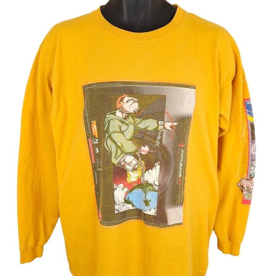 Vintage JNCO Jeans T Shirt Mens Size Medium Yellow 90s Graffiti