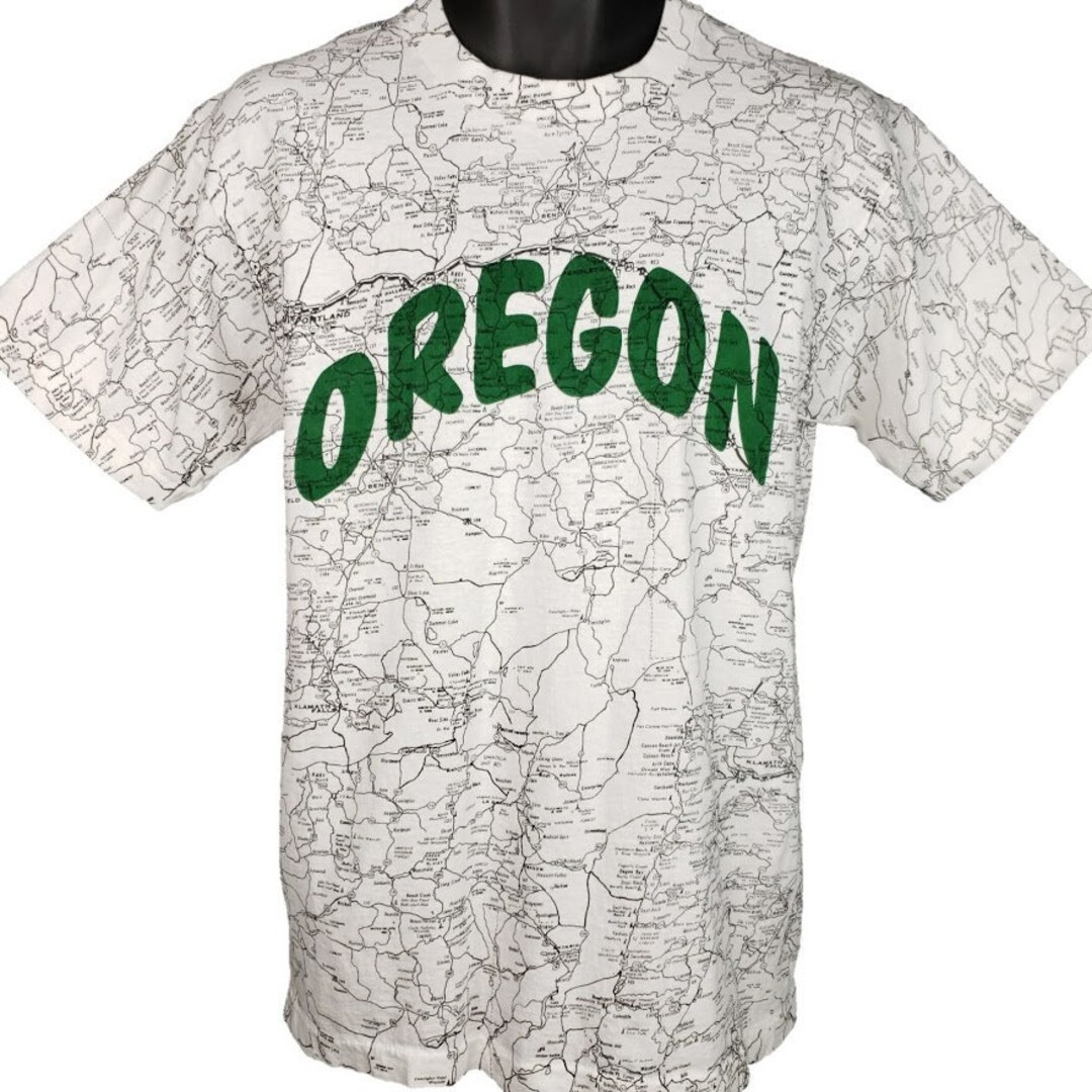 Oregon State Road Map T Shirt Vintage 90s All Over Print