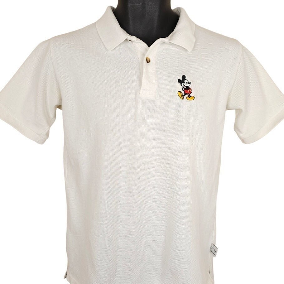 Vintage Mickey Mouse Polo Shirt Mens Size XS White 90s Walt