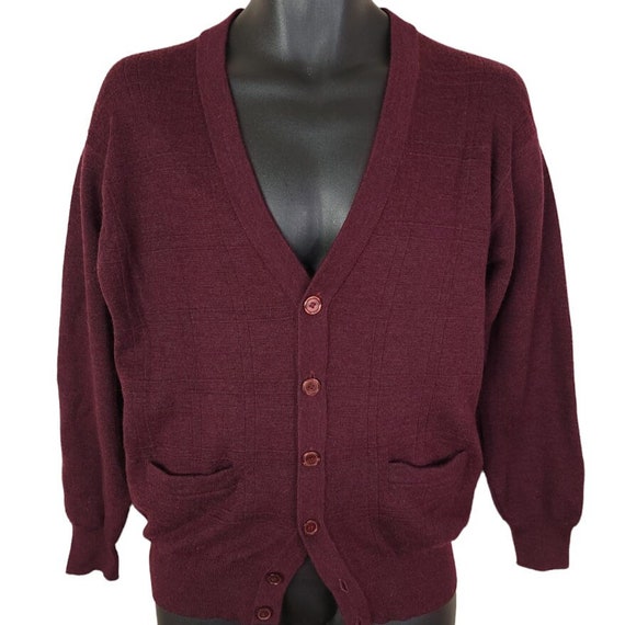 Fenghuang Cardigan Sweater Vintage Wool Maroon Mens Size