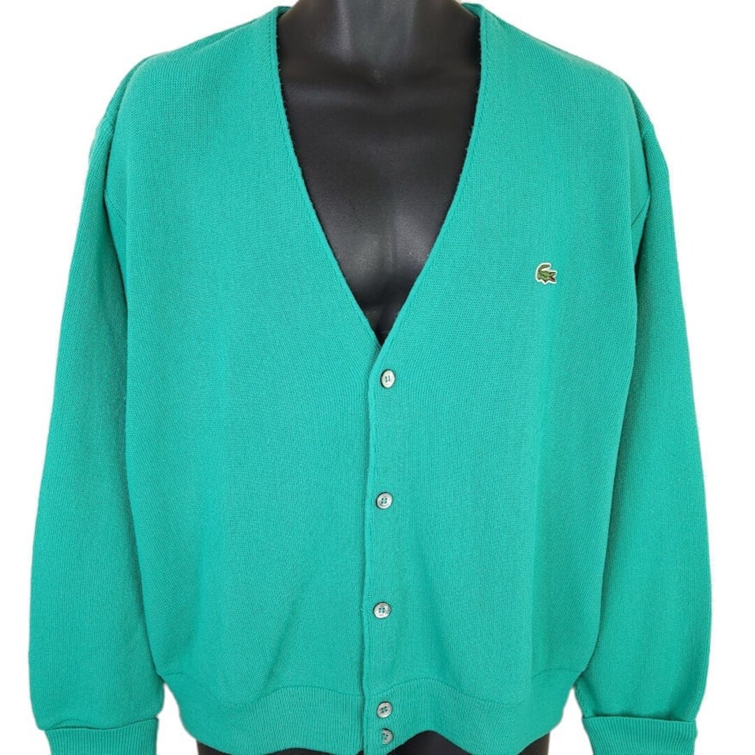 Izod Lacoste Cardigan Sweater Vintage 80s Teal Grandpa Sweater Etsy