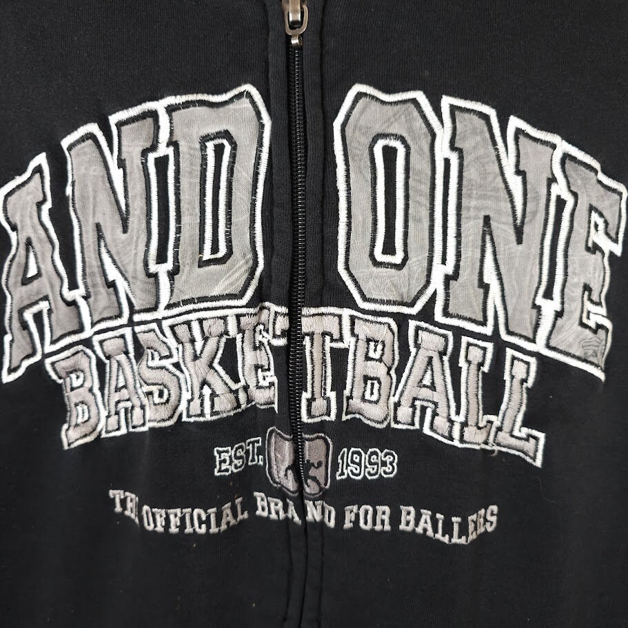 Vintage AND1 Sweatshirt Hoodie Mens Size Large Black Y2K