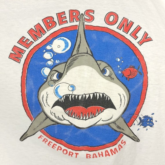 Shark Attack T Shirt Vintage 80s Members Only Freeport Bahamas
