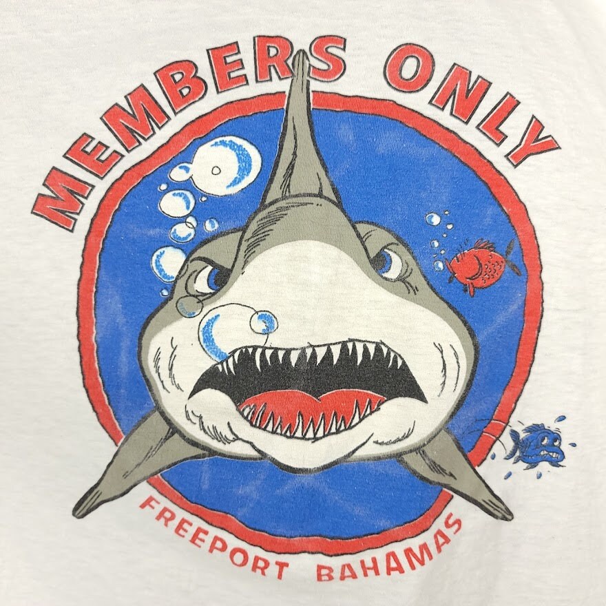 Shark Attack T Shirt Vintage 80s Members Only Freeport Bahamas