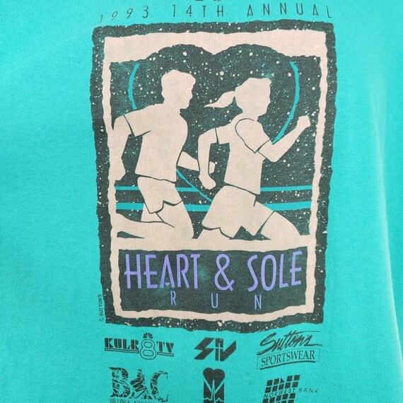 Heart & Sole 10K Run T Shirt Vintage 90s 1993 Bil… - image 2
