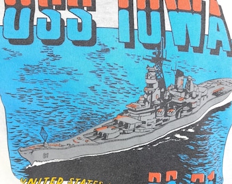 USS Iowa T Shirt Vintage 90s United States Navy Battleship BB-61