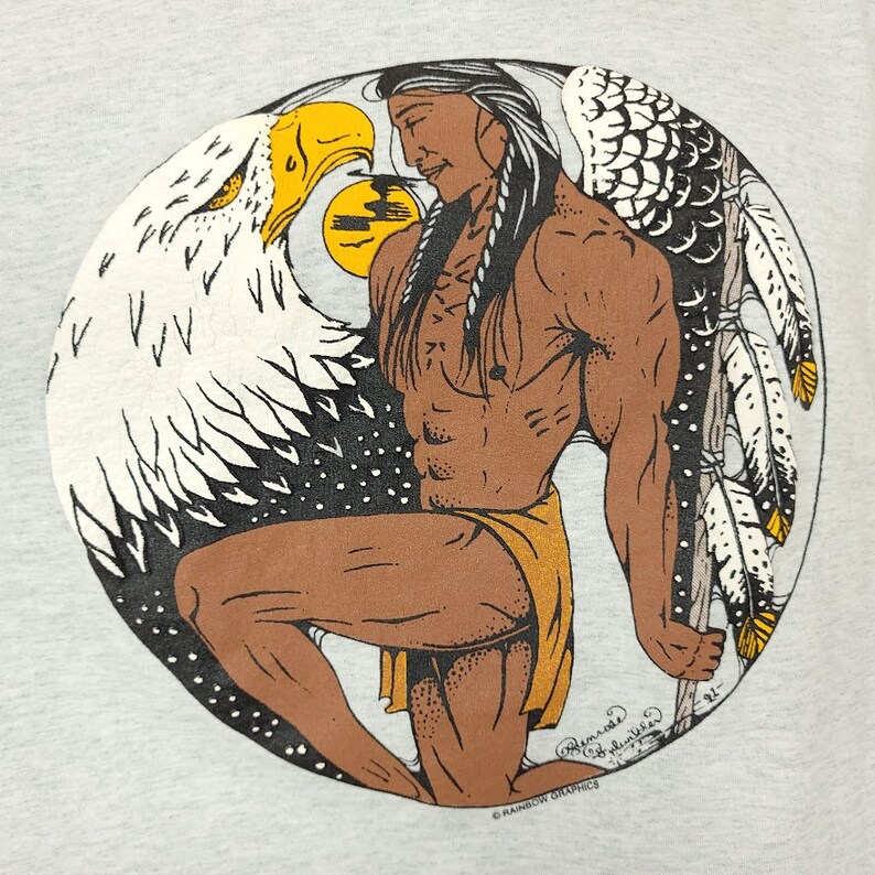 Native American Bald Eagle Art T Shirt Vintage 90s Penrose Fulwilder ...