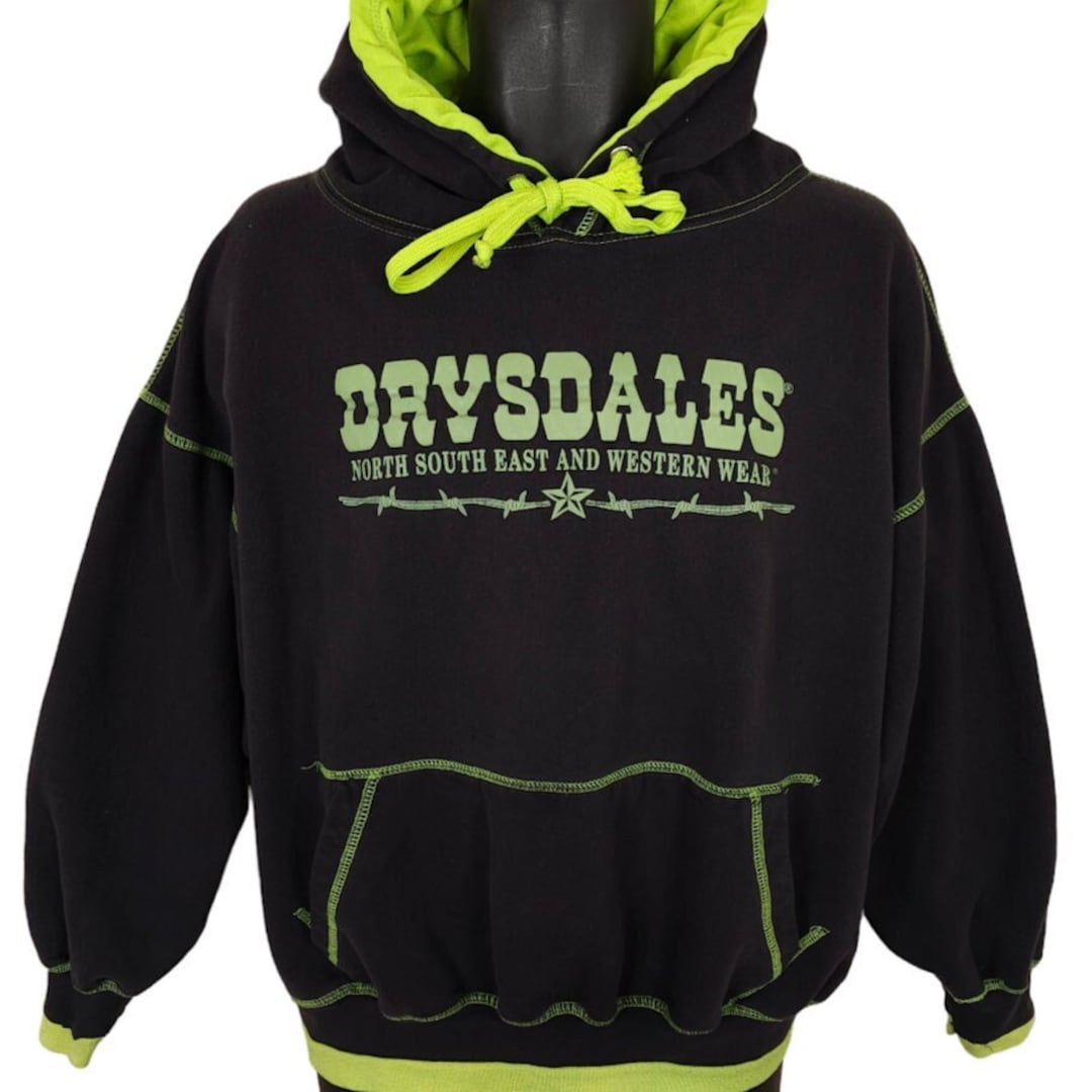 Vintage Drysdales Sweatshirt Hoodie Mens Size 2XL Black Y2K