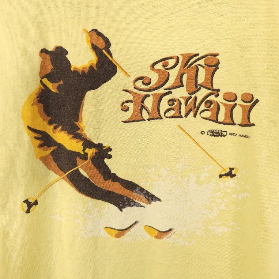 Vintage Ski Hawaii T Shirt Mens Size Large Yellow 70s Crazy Shirts