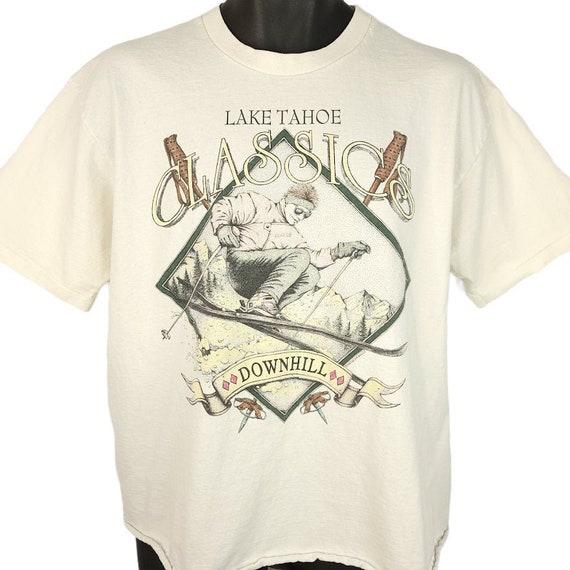 Vintage 80s Ponderosa Amusement Park Lake Tahoe Jersey Style Graphic T Shirt Size XL Alore