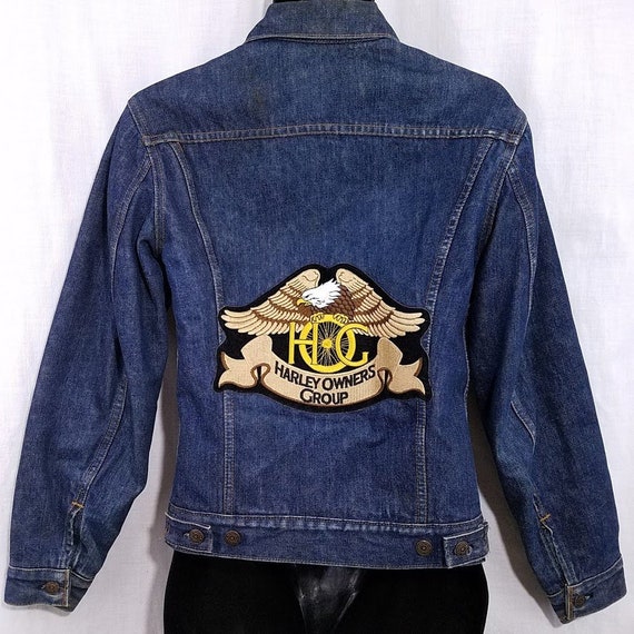 Harley Owners Group Levis Denim Trucker Jacket Vintage Hog Troy 